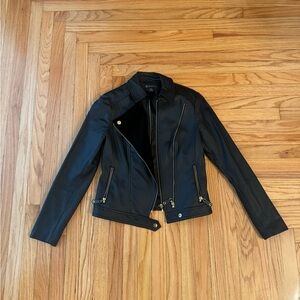 INC International Concepts Women's Black Faux Leather Jacket